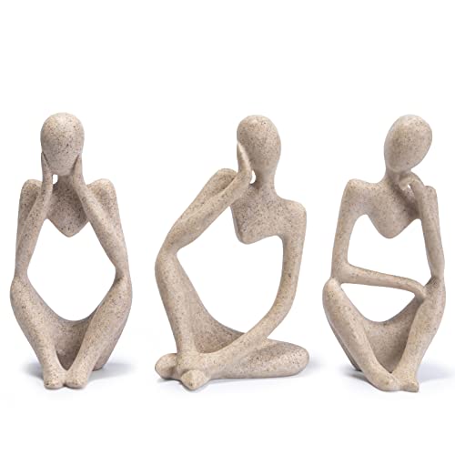 Mubeey Abstract Sculpture Statue Thinker Sandstone Resin For Hotel Home Desktop Bookshelf Office Decoration 4.52 Inches Tall (Mini Suit) #TOP1