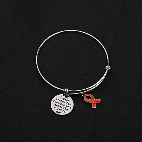 POTIY Orange Awareness Ribbon Charm Bracelet Kidney Cancer Leukemia Multiple Sclerosis Awareness Jewelry Cause Ribbon Inspirational Bracelet for Women3