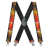 Suspender Store Men's Orange Flames Suspenders - 2 Inch Wide Clip