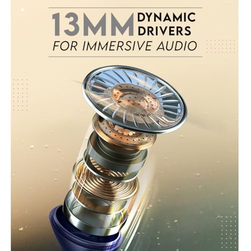 Image of Zimo AeroFlex Bluetooth 5.2 Wireless in-Ear Headphones, 18Hrs Playtime, Deep Bass, HD Calls, Dual Device Pairing, Voice Assist, Type-C Fast Charge Wireless Neckband, IPX4 (Navy)