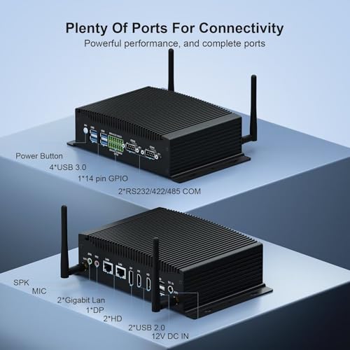 Image of WEIDIAN Mini PC Fanless Industrial Core i7 10510U 32GB RAM 1TB SSD Win11 Mini Desktop Computer Linux, GPIO, 4K 3Display(2HD+DP), 2LAN, 2COM RS232 /422 /485, 6USB WiFi&BT RAID Wake On LAN Auto Power On
