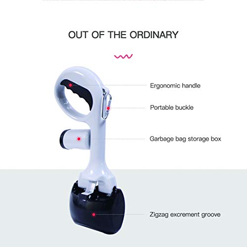 Image of Pooper Scooper with Bag Pet for Small Medium Dogs Cats Outside Three Colors Optional Two in One Design (Black)