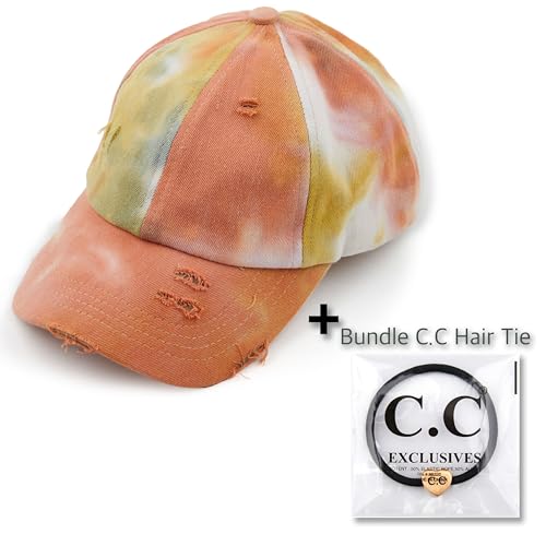 Image of C.C Exclusives Hatsandscarf Washed Distressed Cotton Denim Ponytail Hat Adjustable Baseball Cap (BT-13)