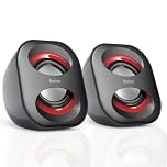 Hama Sonic Mobil PC Speakers x2 | USB 3.0 | 3.5 mm Jack | 3 Watt Active Speakers | Black/Red | Stereo