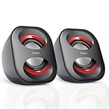 Hama PC Lautsprecher Sonic Mobil 183 (USB 3.0, 3,5 Mm Klinke, 3 W, Aktive Boxen Für Computer, Laptop, Notebook, Smartphone, Tablet) Schwarz/rot