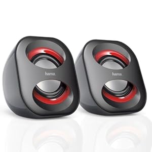 Hama PC Lautsprecher Sonic Mobil 183 (USB 3.0, 3, 5 Mm Klinke, 3 W, Aktive Boxen Für Computer, Laptop, Notebook, Smartphone, Tablet) Schwarz/rot