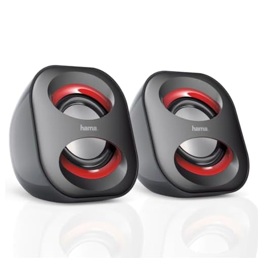 Hama PC Lautsprecher Sonic Mobil 183 (USB 3.0, 3,5 mm Klinke, 3 W, aktive Boxen für Computer, Laptop, Notebook, Smartphone, Tablet) schwarz/rot