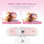 60FPS AutoFocus 1080P Webcam with Dual Microphone & Privacy Cover, 2021 NexiGo N660P Pro HD USB Computer Web Camera, for OBS Gaming Zoom Meeting Skype FaceTime Teams, Pink