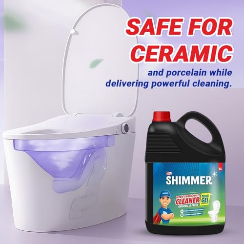 Image of Shimmer Ultra Strong Toilet Cleaner Liquid - 5L Mega Jar | Removes Hard Stains, Limescale & Odor | Thick Bathroom Cleaning Liquid | Extra Thick Cling Technology