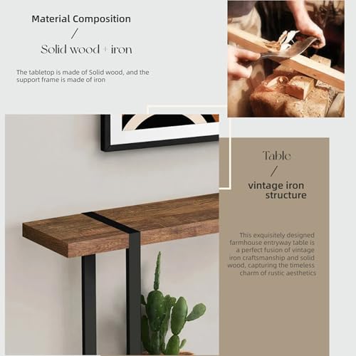 Mesa consola de madera maciza retro para la entrada del hogar 7