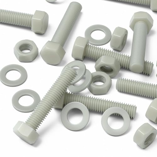 Image of 10 x Glass Filled Reinforced Nylon Hex Head M10 x 50 mm, Plastic Nuts, Bolts & Washers (25 /64 x 1 31 /32 in)