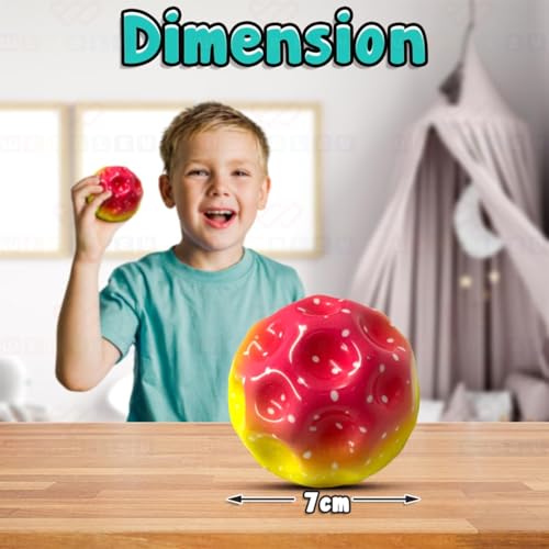 Image of Mashes Rainbow Color Moon Ball - Bouncy, Colorful Rubber Ball with Bright Colors - Fun Outdoor Toy for Kids (Pack-2)