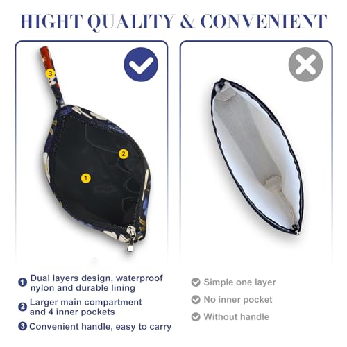 Image of Gloppie Makeup Bag Small Cosmetic Bag for Purse Make up Pouch for Women | Compact Travel Size, 4 Inner Storage Pockets, Multi-Use Pouch for Cosmetics & Jewelry,Teacher Appreciation Gifts