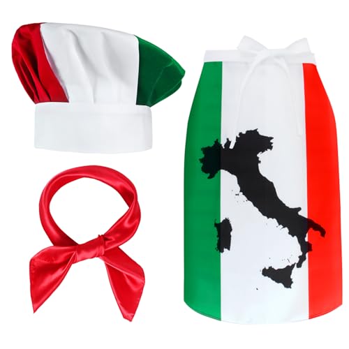Costume de chef drapeau italien anti-taches avec tablier et chapeau champignon pour cuisine