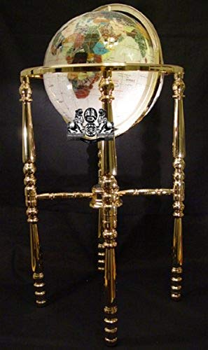 Unique Art 36-Inch by 13-Inch Floor Standing Pearl Ocean Gemstone World Globe