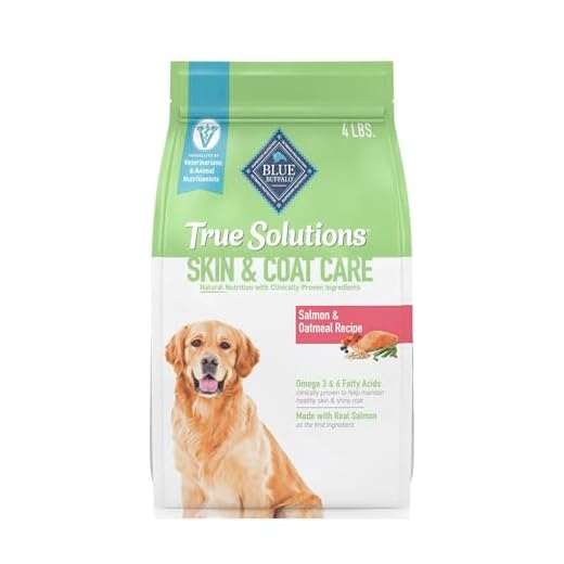 Blue Buffalo True Solutions Skin & Coat Care Natural Dry Dog Food for Adult Dogs, Salmon, 4-lb. Bag