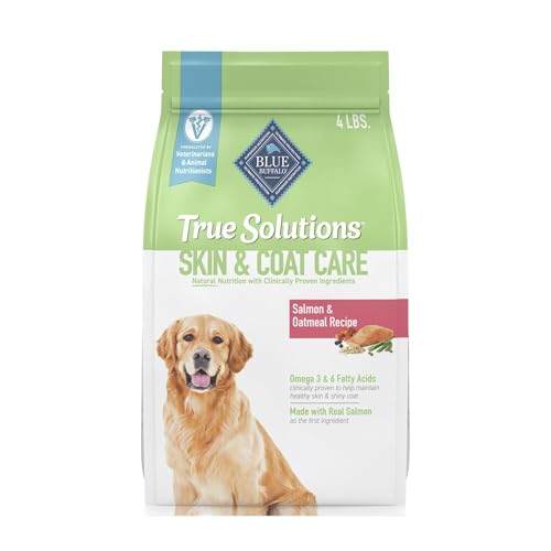 Blue Buffalo True Solutions Skin & Coat Care Natural Dry Dog Food for Adult Dogs, Salmon, 4-lb. Bag