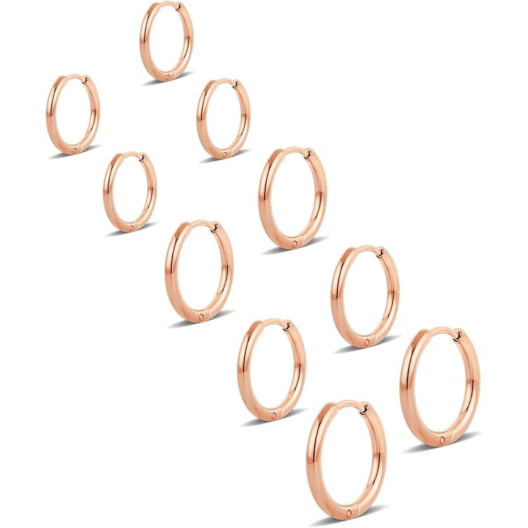 Gokeey 316L Surgical Stainless Steel Small Gold Silver Hoop Earrings for Women Men,Hypoallergenic Cartilage Helix Earrings for Sensitive Ears,Cute
