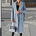 Maiyifu-GJ Women's Double Breasted Mid-Long Wool Pea Coats Winter Trench Coat for Women Elegant Lapel Collar Long Overcoat (Light Blue,Large)