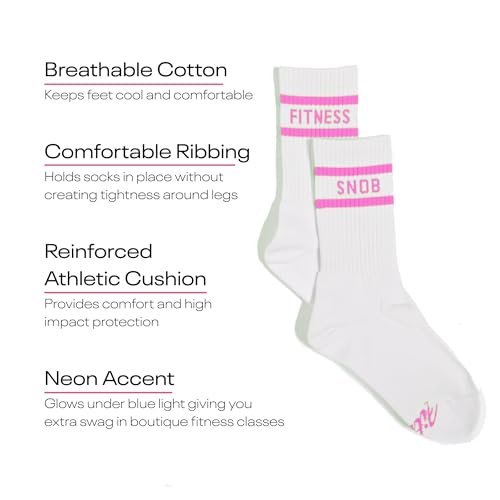 Premium White Striped Crew Socks for Women With Neon Stripes, Athletic Gym & Running Socks2
