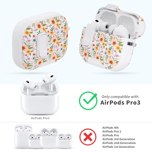 Image of for AirPods Pro 3 Case with Lock & Phone Stand,Cute Floral Pattern Style | PC & TPU Dual Layer Protective Cover with Keychain & Cleaner Pen for Apple AirPod Pro 3rd Generation Women (Morning Glory)