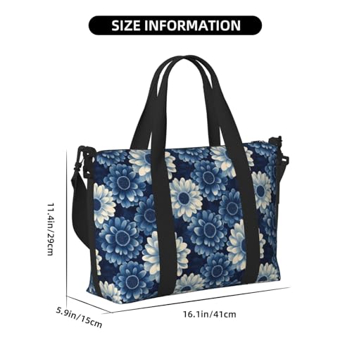 Laptop Tote Bag for Women Work - Blue Sunflower Print Weekender Overnight Bags for Women Travel, Gym Duffle Bag for Men, Personal Item Crossbody Travel Bags for Men Carry On2