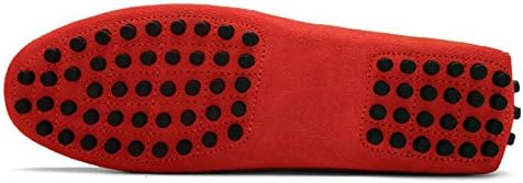 Santimon Men's Suede Leather Driving Walking Moccasins Loafer Lace Shoes Red 8.5 US | Image 3
