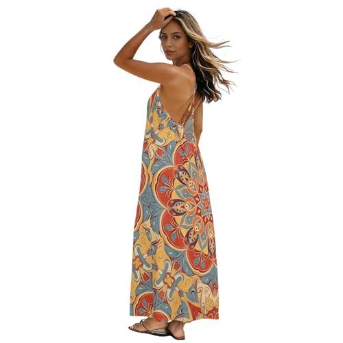 Robe d'été mandala orange finie la chaleur avec ce dos nu unique