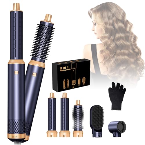 Airbrush 5 en 1 Air Styler, Seche Cheveux Brosse Soufflante Multifonctionn,Boucleur Automatique,Lisseur,pour Volume,Boucler et Lisser