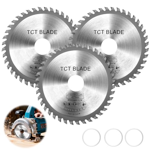 Flintronic 3PCS Hoja de Sierra Circular para Madera, Hoja de Sierra Circular 115 x 22.2 mm 40 Dientes, Ho-ja de Sier-ra Circul-ar de Corte Fino, para Madera, Paneles de Yeso, Laminado, Plástico
