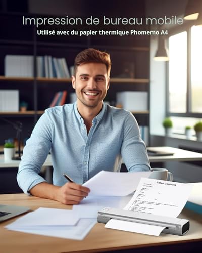 Imprimante A4 Bluetooth Phomemo M08F portable thermique sans fil pour Android iOS et PC Windows