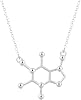 Art Attack Caffeine Molecule Chain Necklace, Coffee Tea Energy Drink Lovers, DNA Chemistry Science Party Happy Pendant Charm for Teacher Professor Grad Student Silver