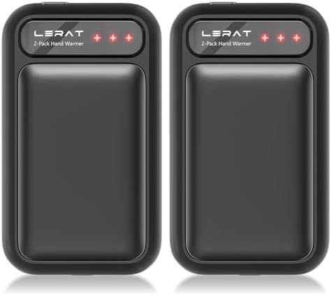 Lerat Hand Warmers Rechargeable 2 Pack, Electric Hand Warmers, Fast Heating, Portable Pocket Heater, 2 in 1 Quick Charge Hand Warmer for Outdoor Indoor, Warmer Gift for Women,Men, Golf, Camping -Black