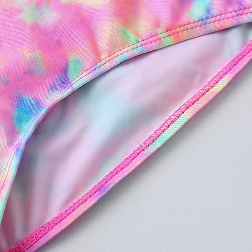 Big Kids Tie Dye Color Print Swimsuit One Piece Multicolor Hawaiian Girls Summer Beach Sport Swimwear Bathing Suit2
