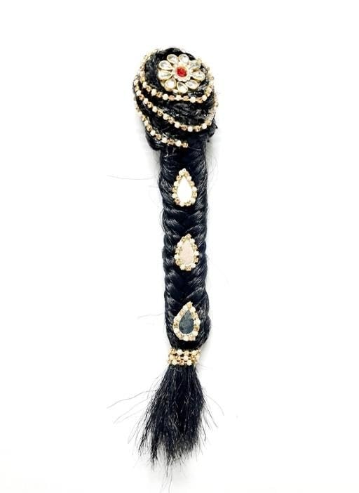 AKSHERA COLLECTIONS Laddu Gopal Ji Dress (Poshak) Size 3-5 with Beautiful Hair | Radha Rani, Durga Devi & Saraswati Maa Hair Accessories | Black-image-28