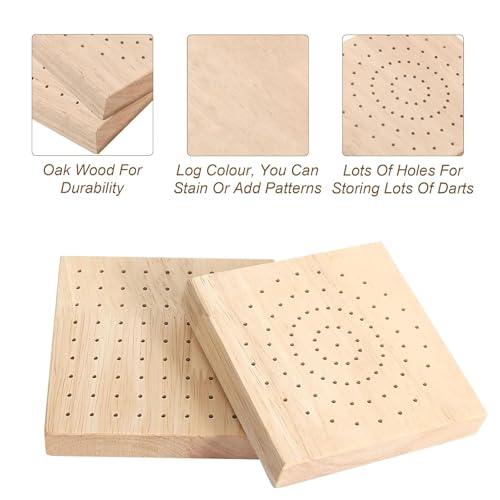 PONGH Darthalter Holz Dartpfeile Halterung, 2 Stück Löcher Dart Aufbewahrung Dartpfeile Halterung, Dart Ständer Geeignet für Jede Art von Dartscheibe Passend Steeldarts und Softdarts