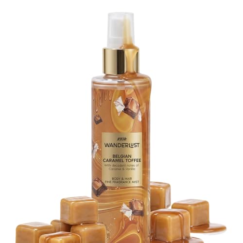 Image of Nykaa Wanderlust Belgian Caramel Toffee Body & Hair Fine Fragrance I Perfume Mist for Women - 200 ml I Caramel & Vanilla | Long-Lasting, Travel‐Friendly, Vegan,Paraben‐Free, IFRA Certified