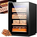 【ARMOIRE À CIGARES】Matériau : Bois de cèdre ; Capacité : 50 L ; Capacité de stockage : 200 à 300 cigares ; Puissance : 70 W ; Plage de température : 16 à 23 °C ; Plage d'humidité : 60 à 80 % ; Dimensions : 43 x 48 x 51 cm. Poids net : 14 kg