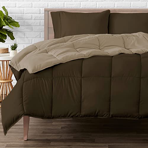Bare Home Queen Comforter - Reversible Colors - Goose Down Alternative - Ultra-Soft - Premium 1800 Series - All Season Warmth - Bedding Comforter (Queen, Cocoa Taupe)