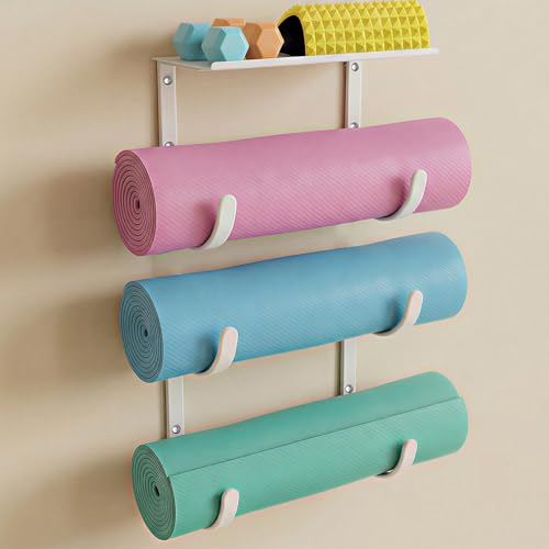 Yoga Mat Wall Mount with Floating Shelf