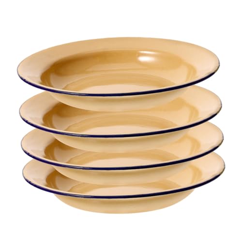 OUNONA 4pièces Assiettes Émaillées Rondes Lot pour Service Alimentaire Assiettes à Légumes et Fruits Accessoire de Cuisine