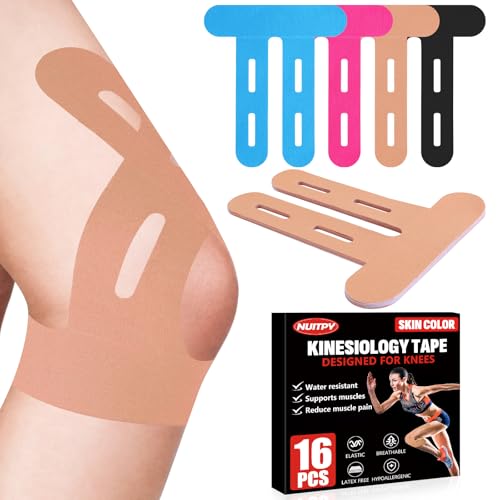 16 PCS Kinesiology Tape for Knees, Knee Support Tape, Precut Knee Tape for Knee Stability, Athletic...