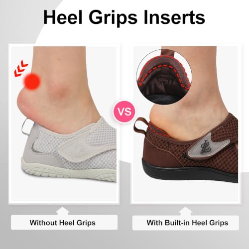 Image of LeIsfIt Wide Toe Box Diabetic Shoes for Women Zero Drop Barefoot Sneakers Breathable Adjustable for Edema Swollen Feet & Seniors