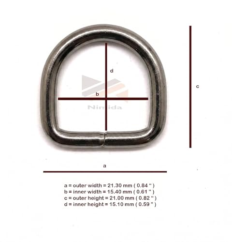 Image of Nimida D Rings 3 /4 inch inch 3 mm Thick | Good for 1 /2 inch belt | D Rings for Straps Ties Belts Bags, Handmade Un-Welded for Leather Bags Garment Clothes Luggage, Purse - Pack of 20