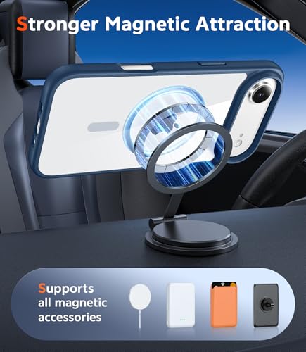 Image of FNTCASE for iPhone Air Case Clear: Magnetic Phone Cases with Screen Protector Drop Proof Compatible with Magsafe Slim Anti Yellowing Rugged Shockproof Protective Transparent Cell Cover (B-Blue)