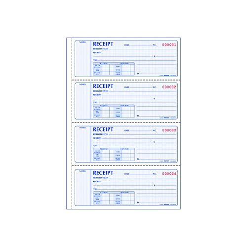 Livre de reçus d'argent Rediform Formguard 8l808r format 7x17,8 cm