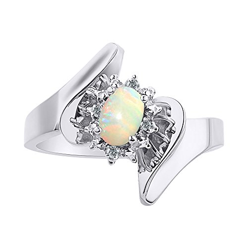 Bague en argent sterling avec diamants et opale, bague fine pour femme