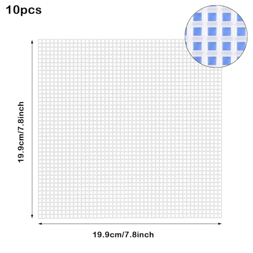 Image of 10 PCS Clear Mesh Canvas Sheets for Embroidery Making, Cross Stitch Plastic Aida Mesh Screen for Crafts DIY Crochet Projects