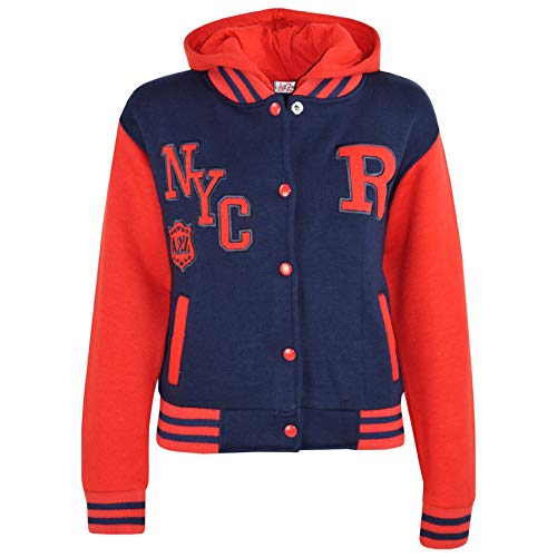 Veste varsity enfant bleu marine et rouge avec capuche R NYC style baseball