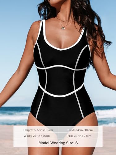 CUPSHE Women's One Piece Swimsuit Scoop Neck Bathing Suit Color Block Adjustable Wide Straps4